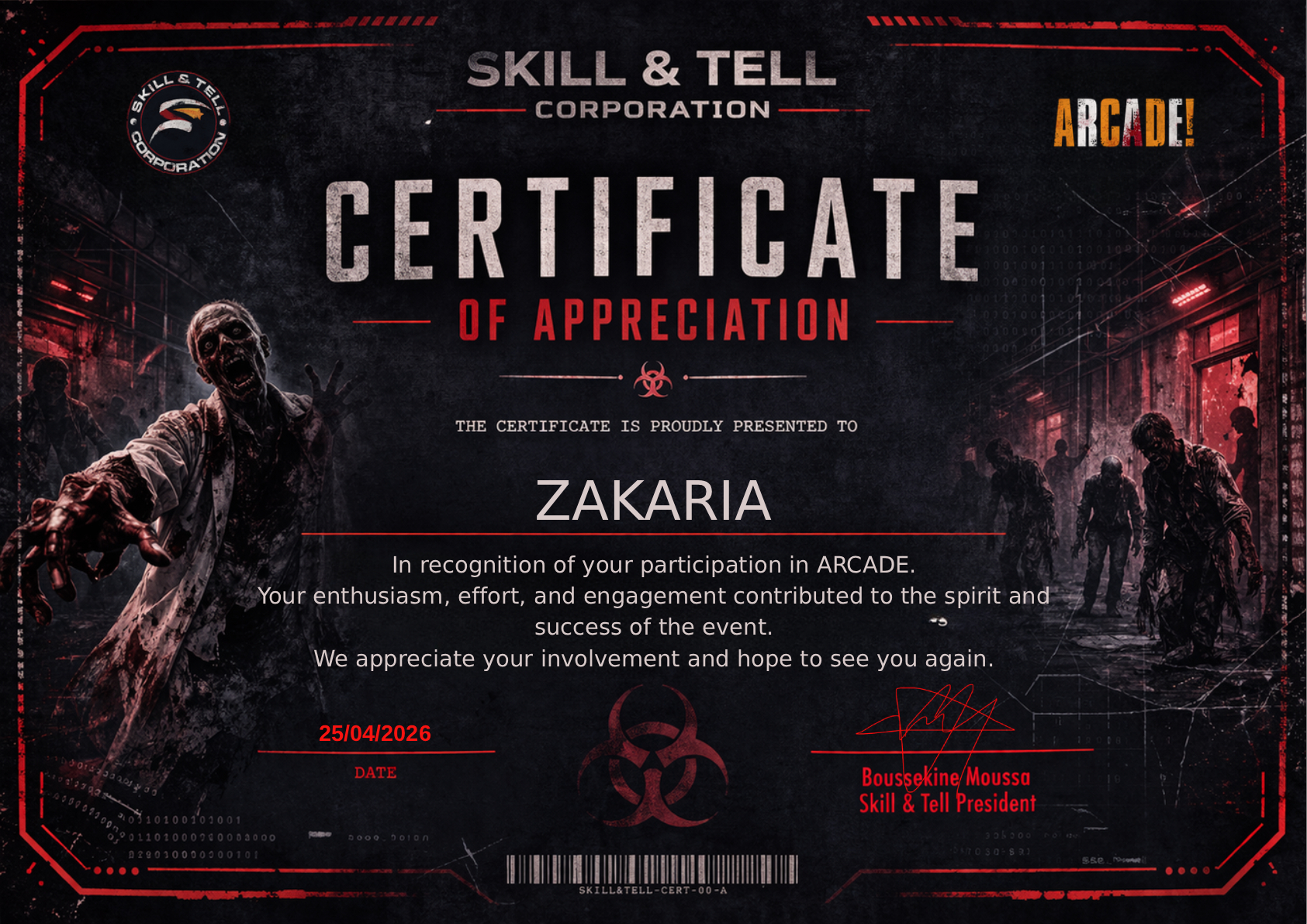 Arcade Certificate
