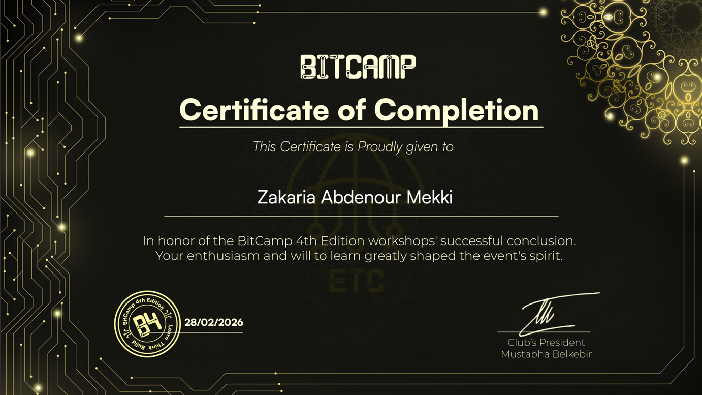 Bitcamp Certificate