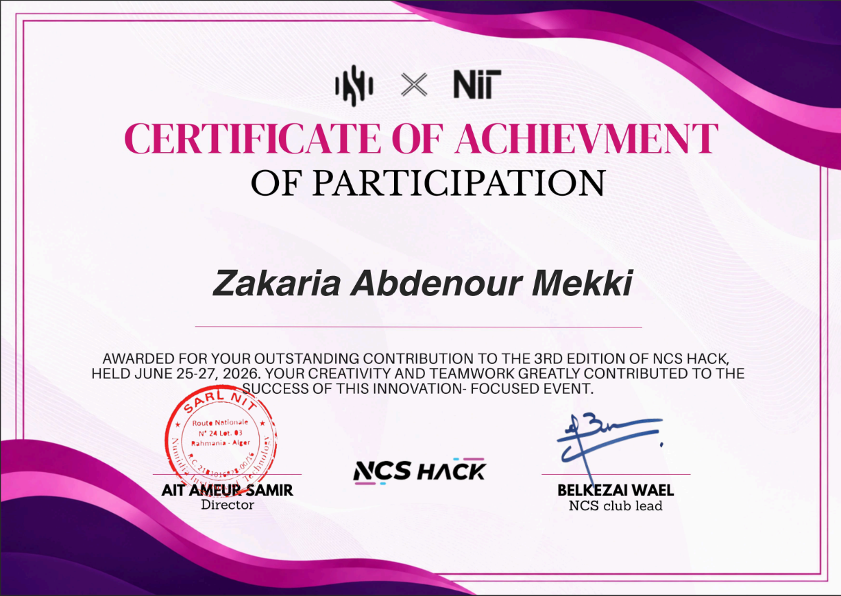 NCS Hack Certificate